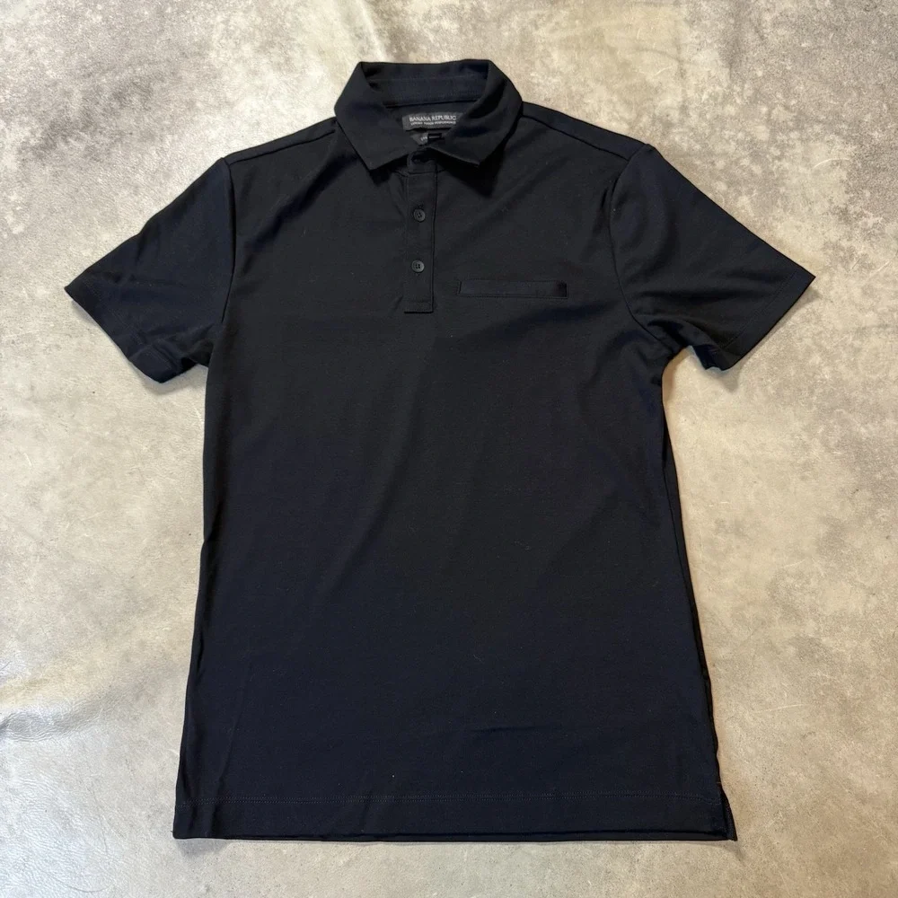 Banana Republic Polo Shirt Mens Size XXS Black Luxury Touch Performance